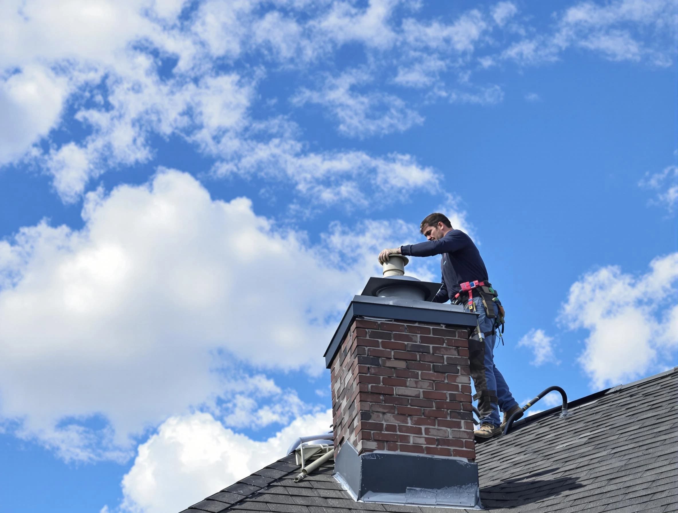 Stone Mountain Chimney Sweep installing a sturdy chimney cap in Stone Mountain, GA