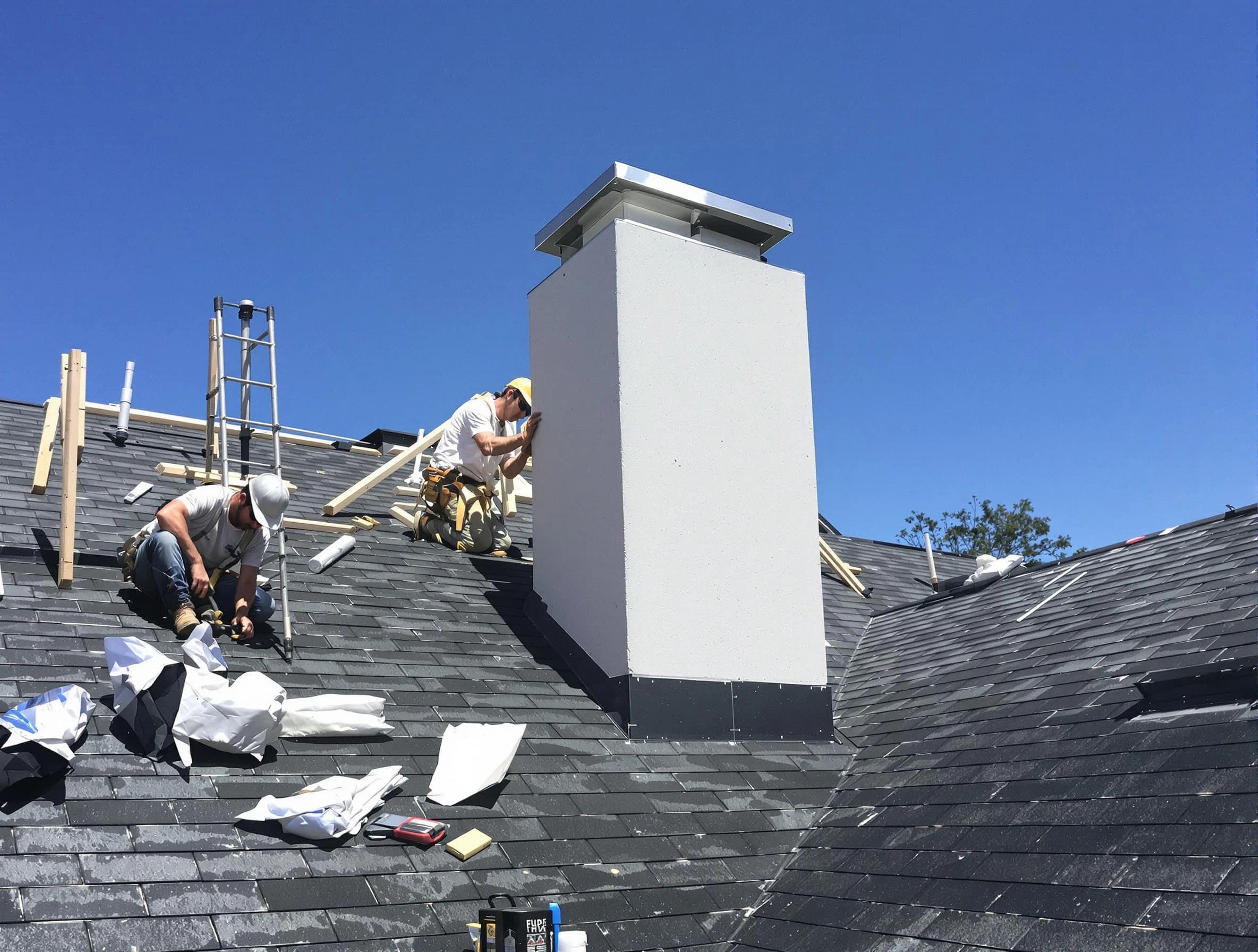 Stone Mountain Chimney Sweep crew installing a new chimney in Stone Mountain, GA