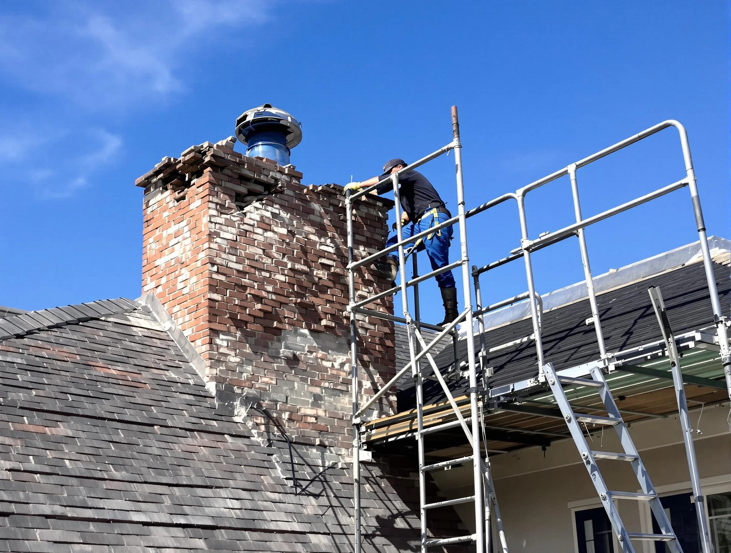Rebuilding a chimney structure by Stone Mountain Chimney Sweep in Stone Mountain, GA