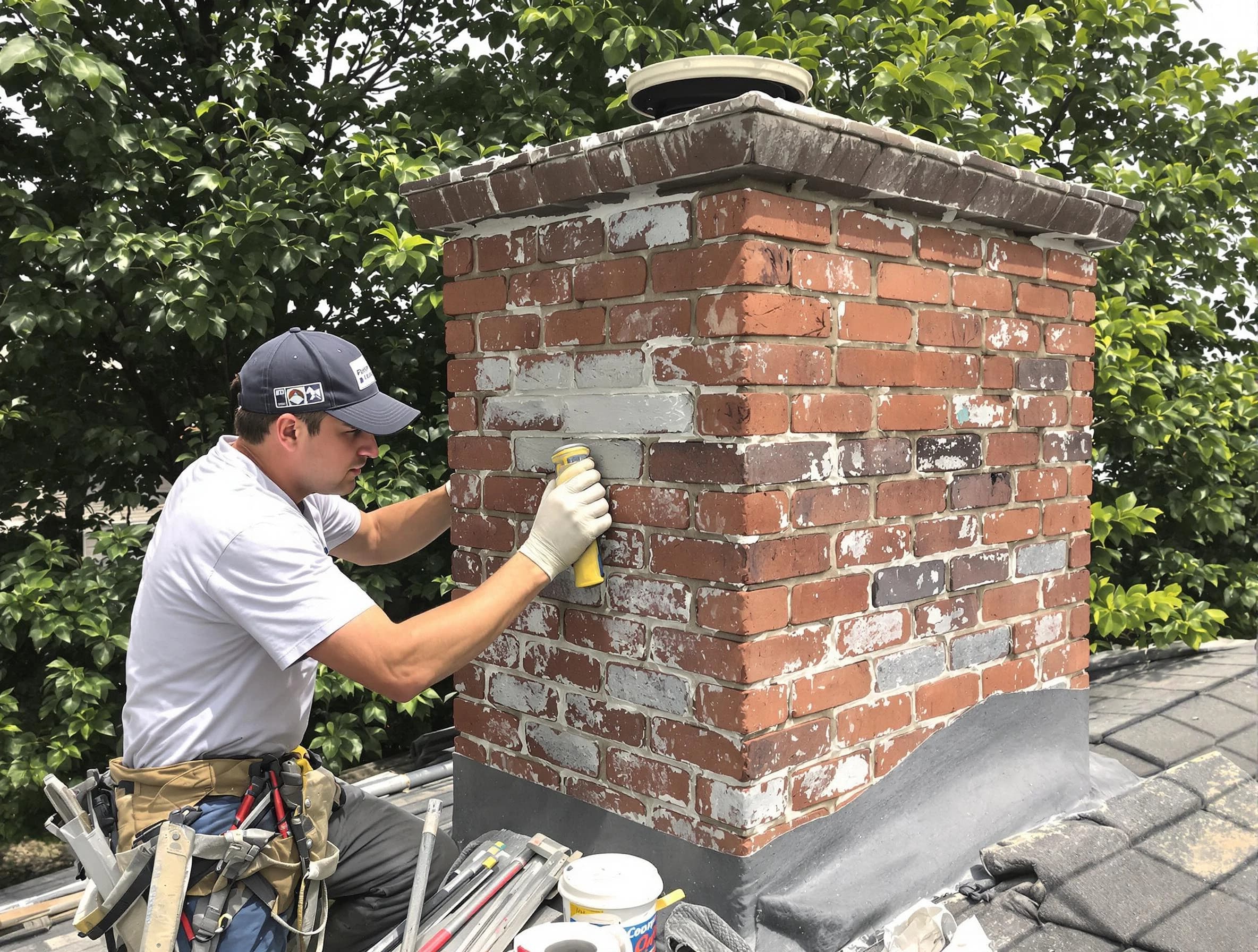 Stone Mountain Chimney Sweep restoring an aging chimney in Stone Mountain, GA
