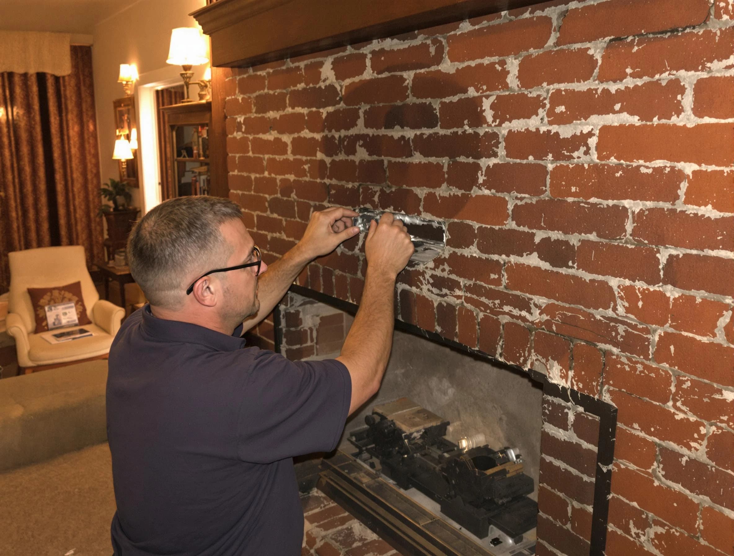 Stone Mountain Chimney Sweep expert fixing a fireplace in Stone Mountain, GA