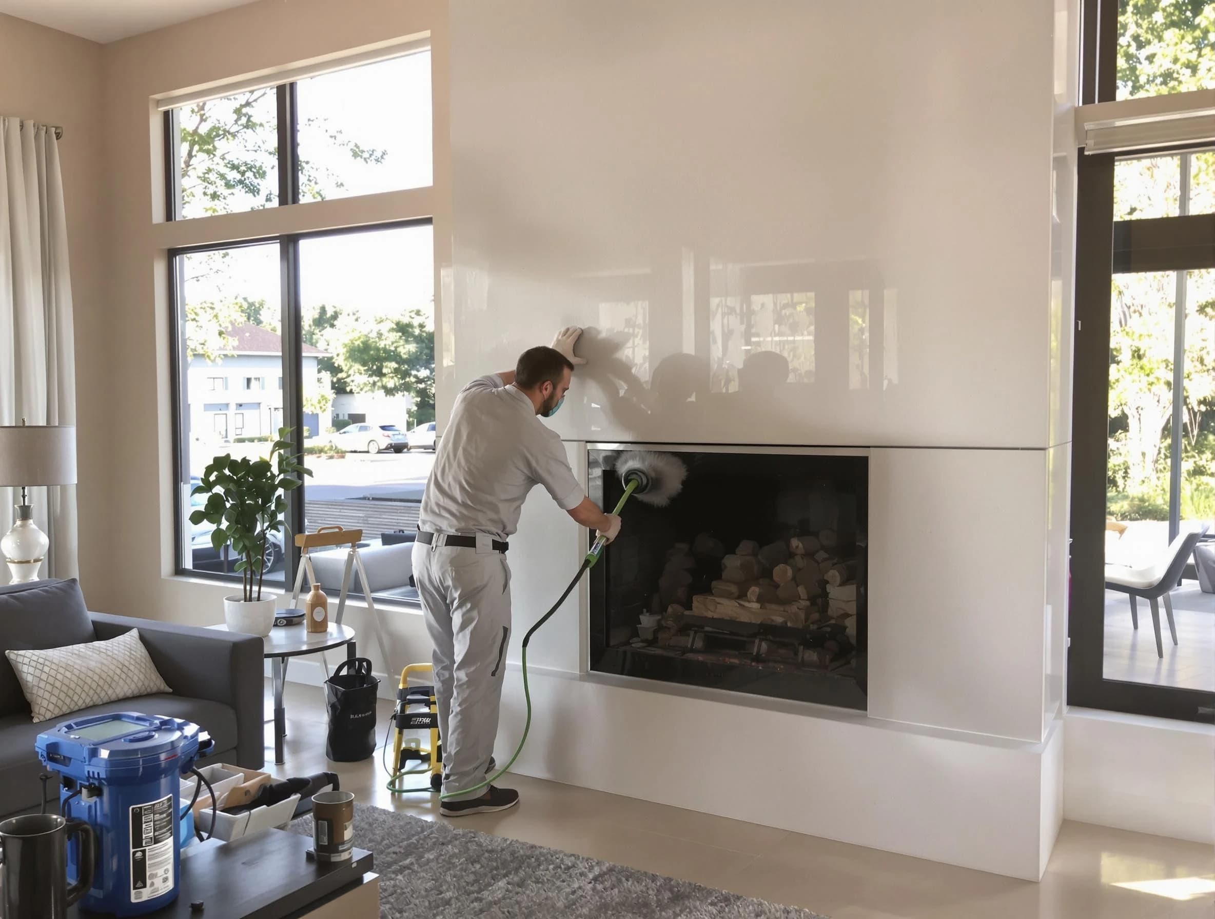 Stone Mountain Chimney Sweep performing thorough soot removal in Stone Mountain, GA