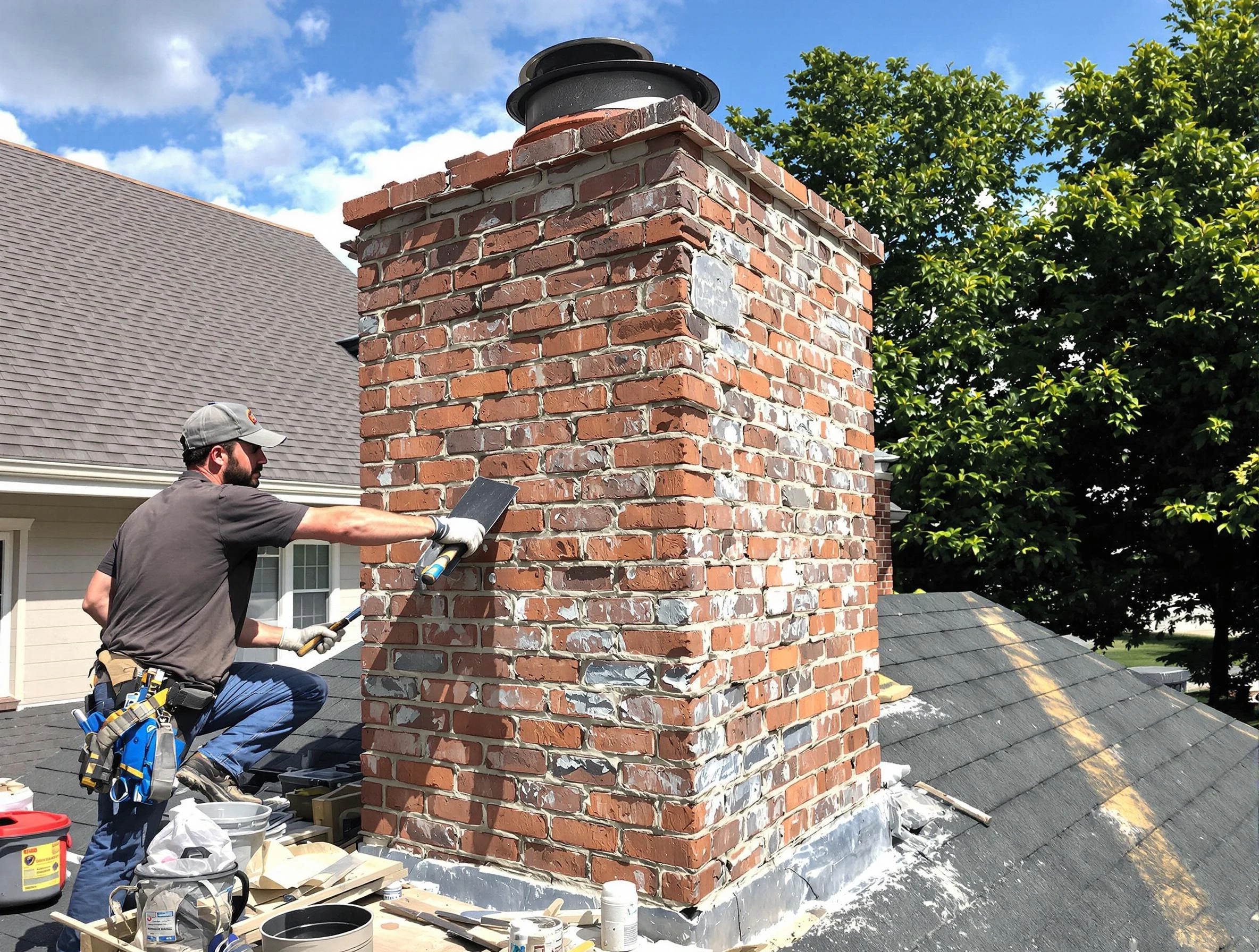 Completed chimney rebuild by Stone Mountain Chimney Sweep in Stone Mountain, GA