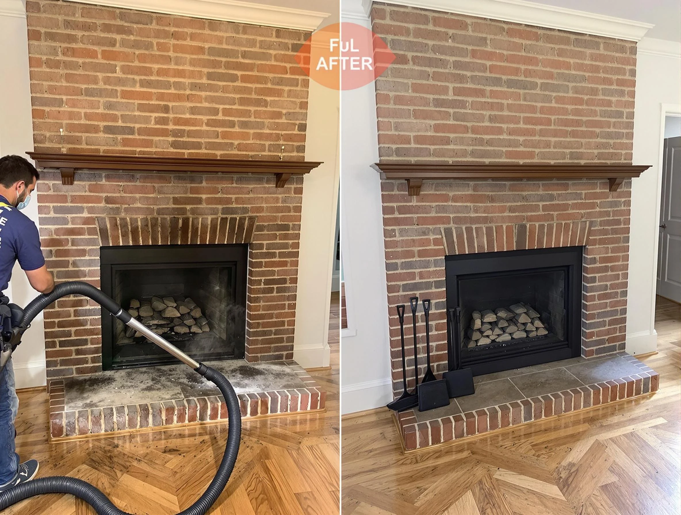 Stone Mountain Chimney Sweep carefully sanitizing a fireplace in Stone Mountain, GA