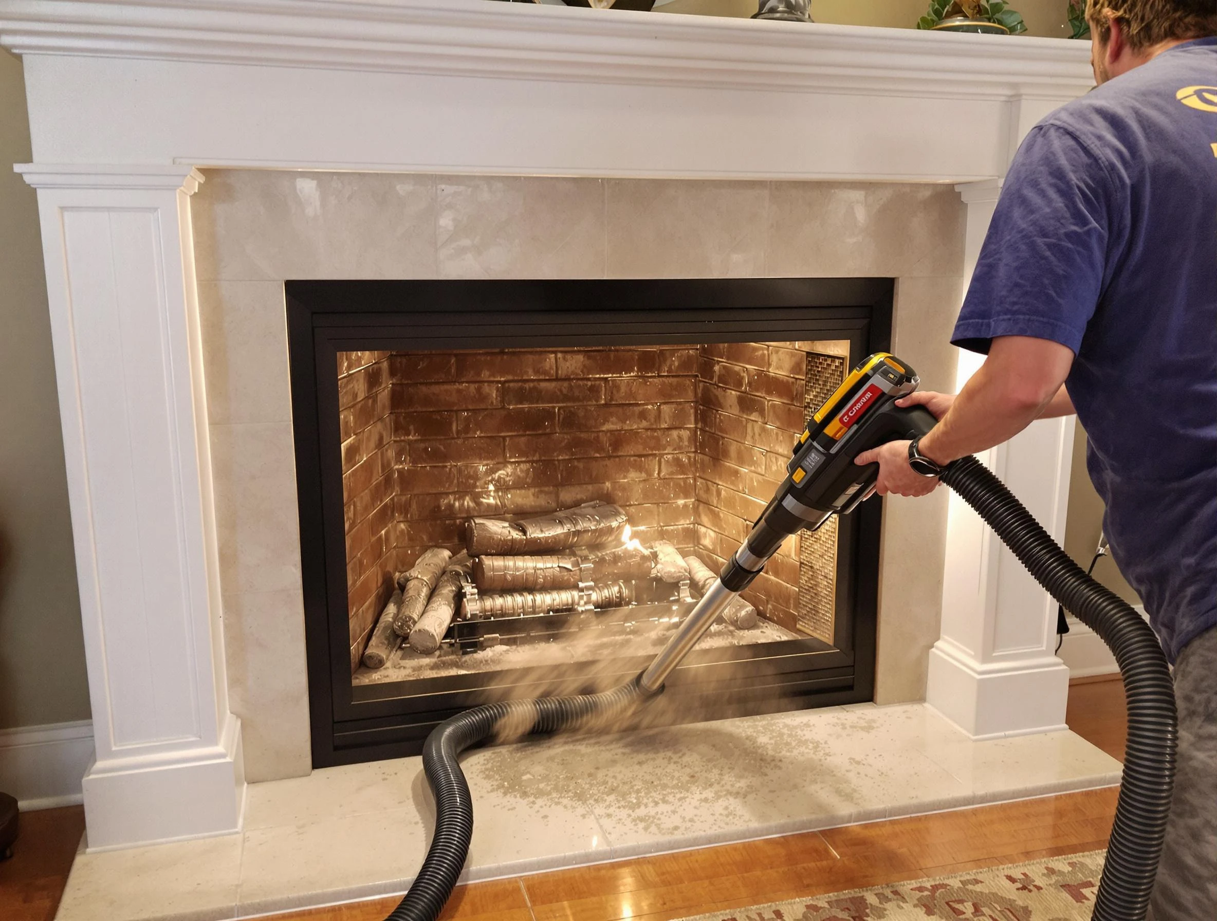 Fireplace cleaning performed by Stone Mountain Chimney Sweep in Stone Mountain, GA